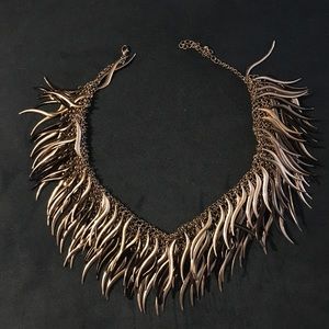 silver and black necklace